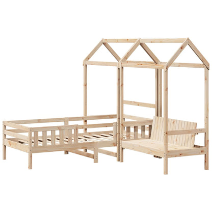 Bed and Bench Set with Roof without Mattress 90x190 cm Single