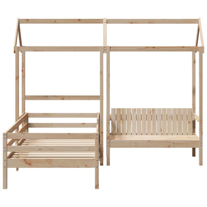 Bed and Bench Set with Roof without Mattress 90x190 cm Single