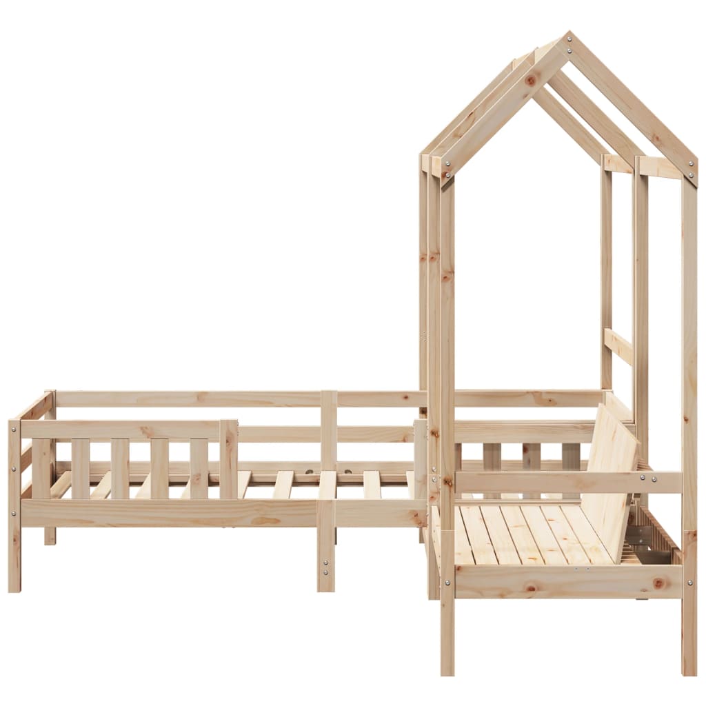 Bed and Bench Set with Roof without Mattress 90x190 cm Single