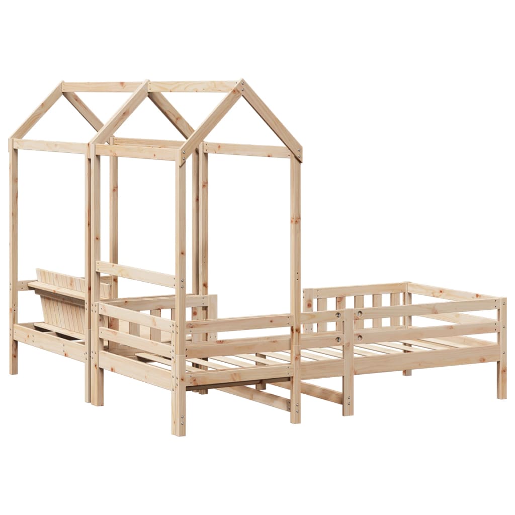 Bed and Bench Set with Roof without Mattress 90x190 cm Single