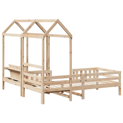 Bed and Bench Set with Roof without Mattress 90x190 cm Single