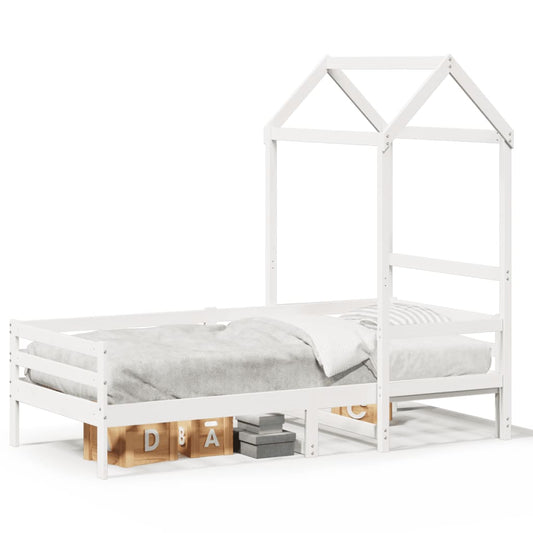 Day Bed with Roof White 90x200 cm Solid Wood Pine