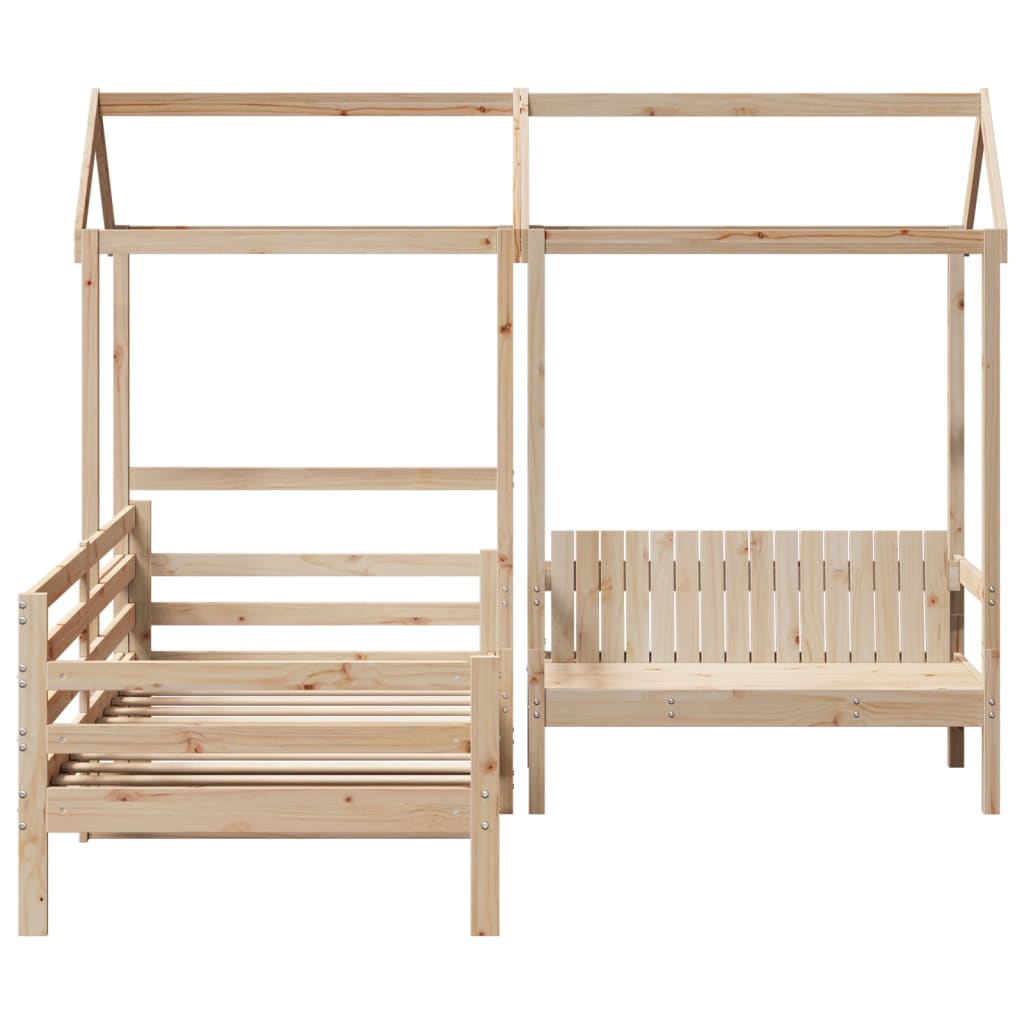 Day Bed and Bench Set with Roof 90x200 cm Solid Wood Pine