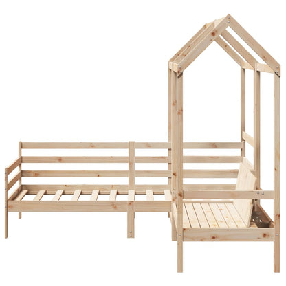 Day Bed and Bench Set with Roof 90x200 cm Solid Wood Pine