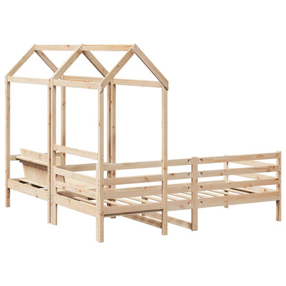 Day Bed and Bench Set with Roof 90x200 cm Solid Wood Pine