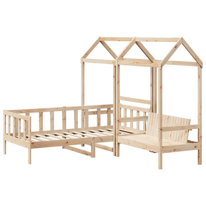 Day Bed and Bench Set with Roof 90x200 cm Solid Wood Pine