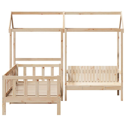 Day Bed and Bench Set with Roof 90x200 cm Solid Wood Pine