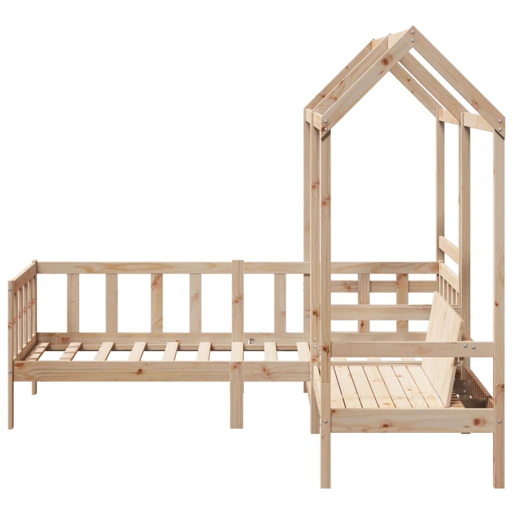 Day Bed and Bench Set with Roof 90x200 cm Solid Wood Pine