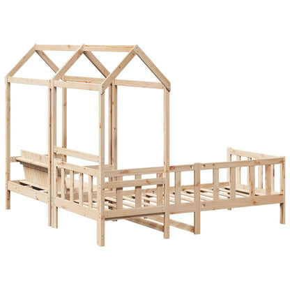 Day Bed and Bench Set with Roof 90x200 cm Solid Wood Pine