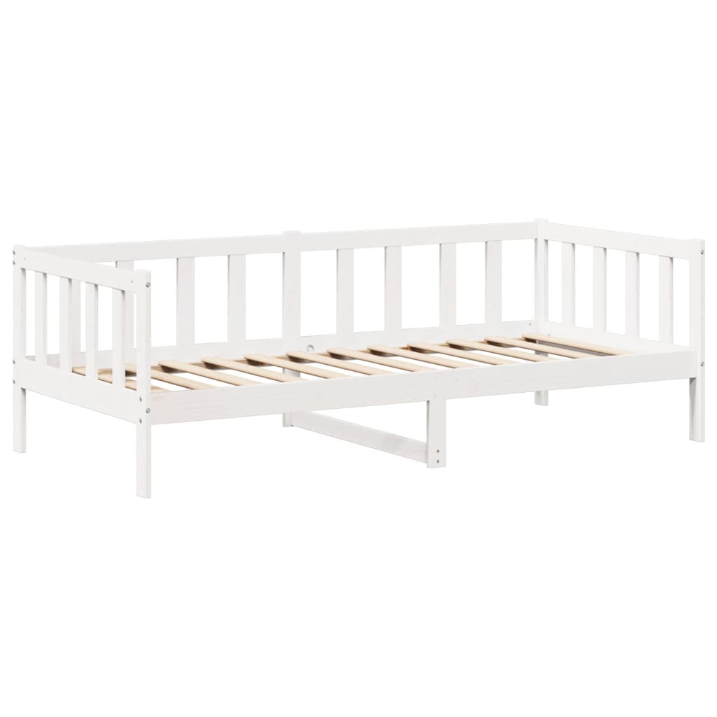 Day Bed and Bench Set with Roof without Mattress White 90x190 cm Single