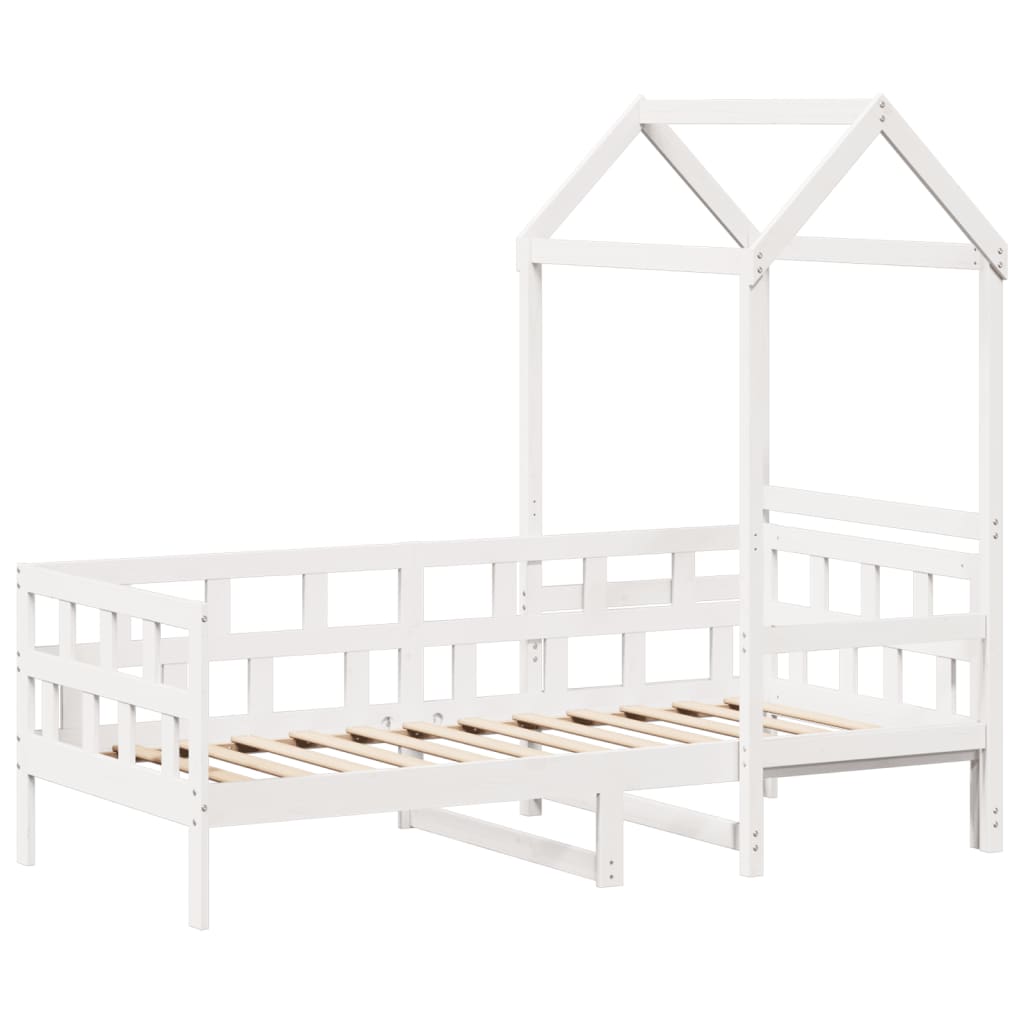 Day Bed with Roof White 90x200 cm Solid Wood Pine