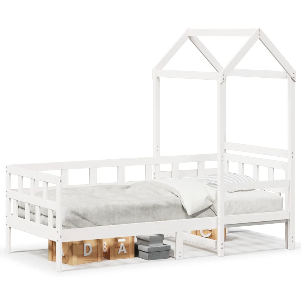 Day Bed with Roof White 90x200 cm Solid Wood Pine