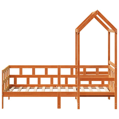 Day Bed with Roof Wax Brown 90x190 cm Solid Wood Pine