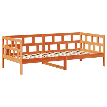 Day Bed with Roof Wax Brown 90x190 cm Solid Wood Pine