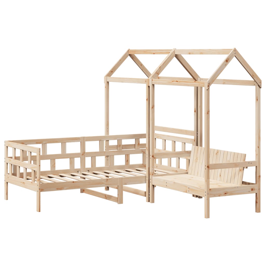 Day Bed Set with Roof 90x200 cm Solid Wood Pine