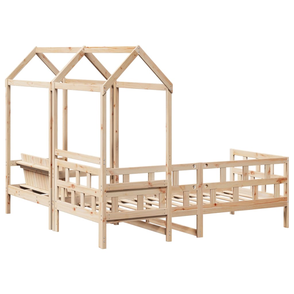 Day Bed Set with Roof 90x200 cm Solid Wood Pine