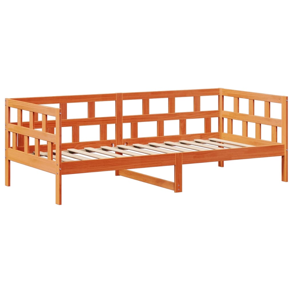 Day Bed Set with Roof Wax Brown 90x200 cm Solid Wood Pine