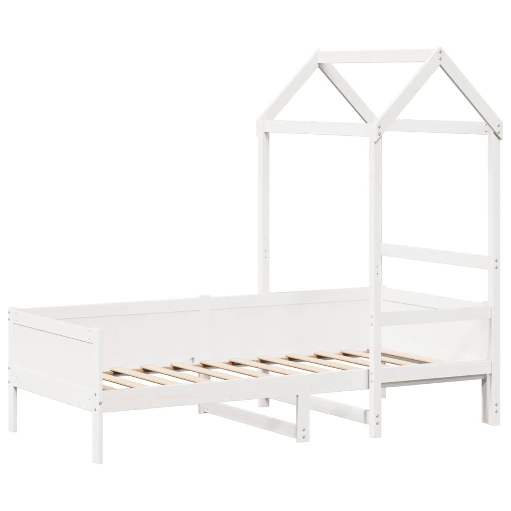 Day Bed with Roof White 90x190 cm Solid Wood Pine