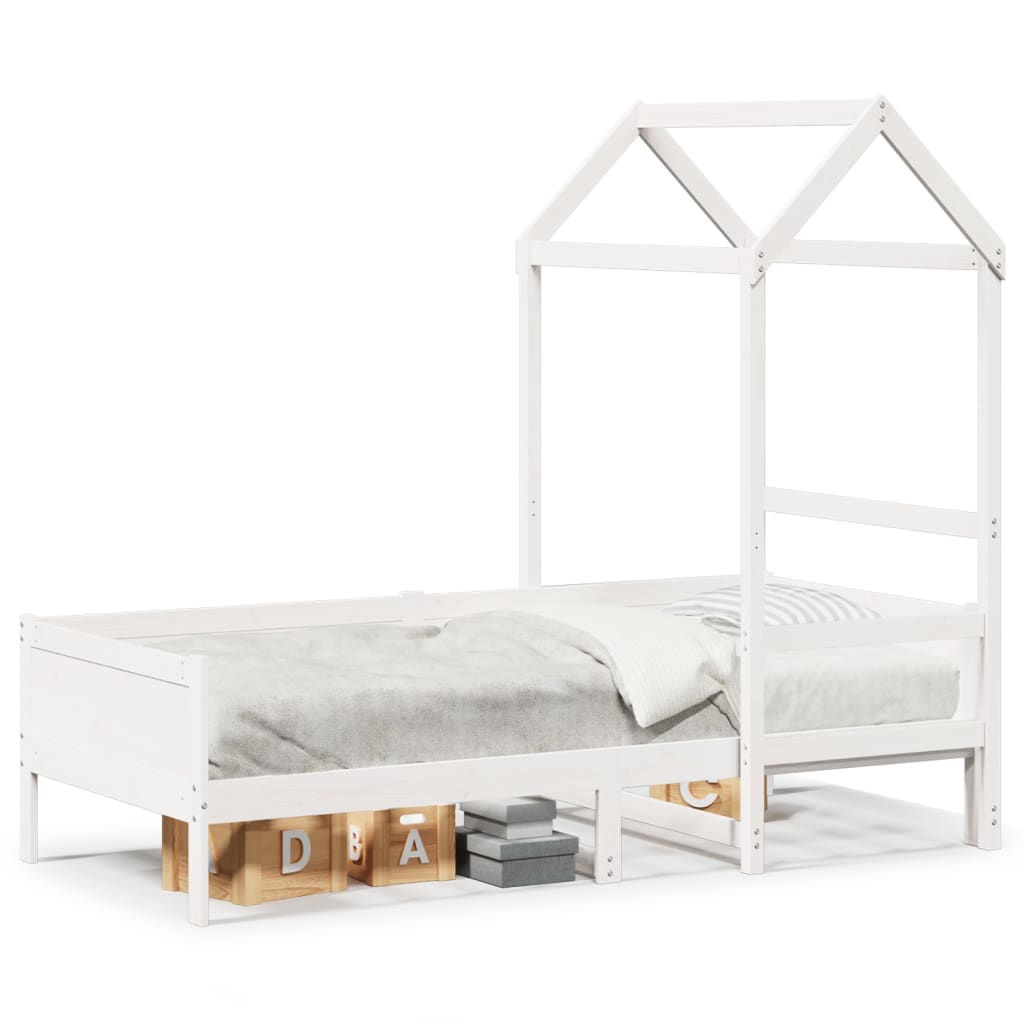 Day Bed with Roof White 90x190 cm Solid Wood Pine