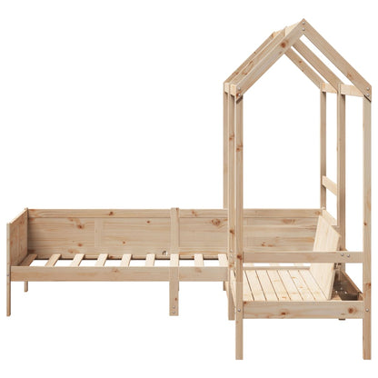 Day Bed and Bench Set with Roof without Mattress 90x190 cm Single