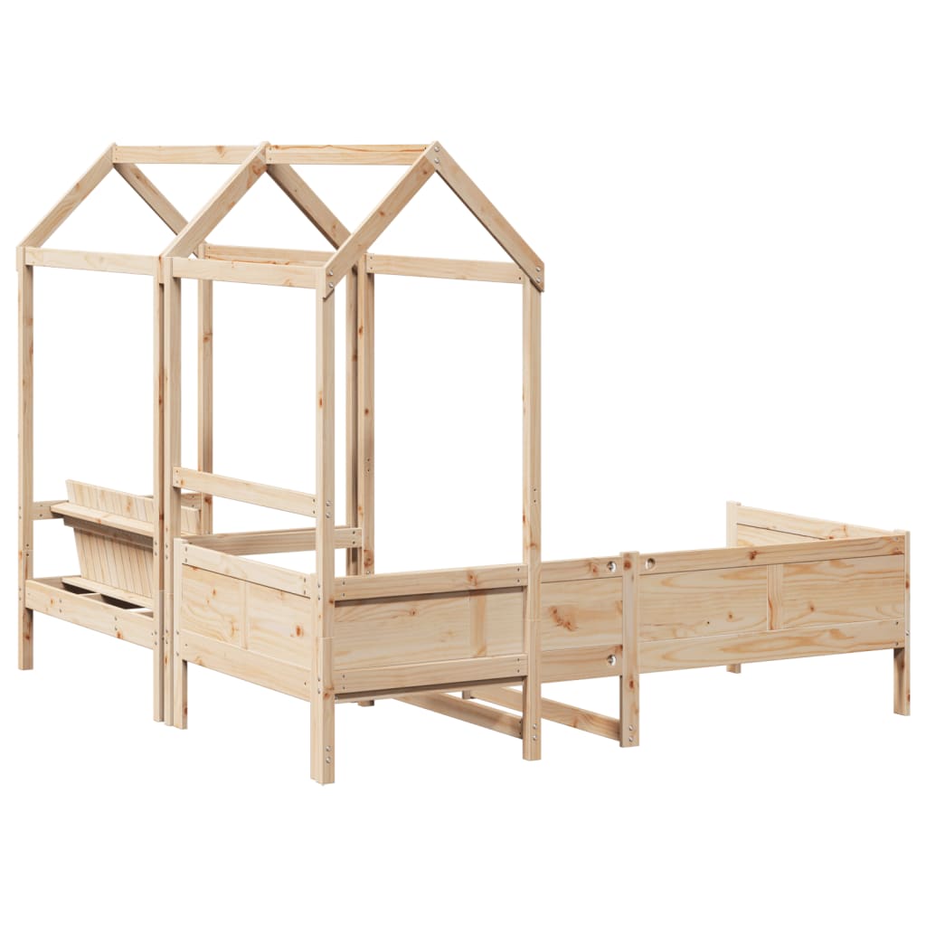 Day Bed and Bench Set with Roof without Mattress 90x190 cm Single