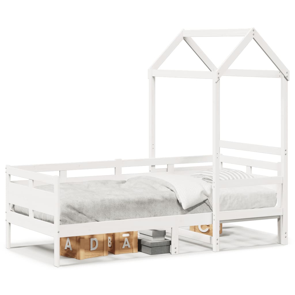 Day Bed with Roof without Mattress White 90x190 cm Single Solid Wood