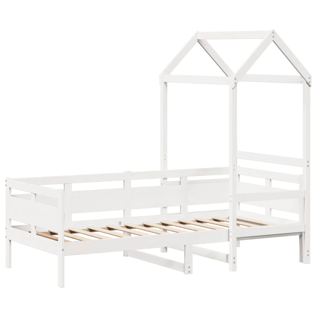 Day Bed with Roof without Mattress White 90x190 cm Single Solid Wood