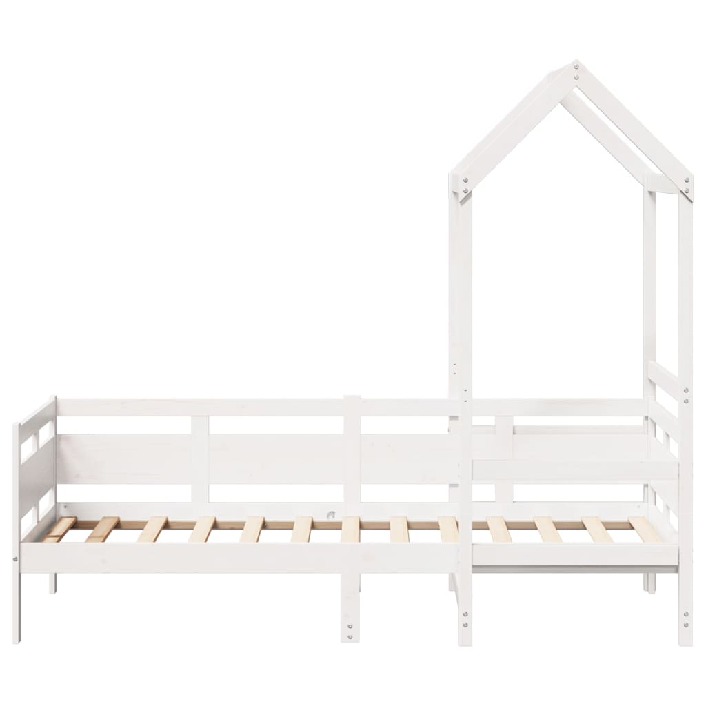 Day Bed with Roof without Mattress White 90x190 cm Single Solid Wood