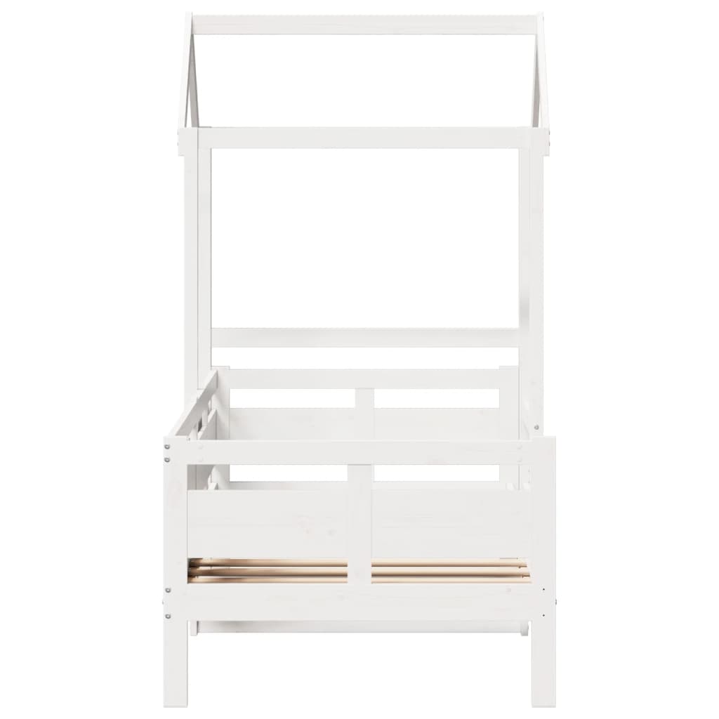 Day Bed with Roof without Mattress White 90x190 cm Single Solid Wood