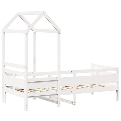 Day Bed with Roof without Mattress White 90x190 cm Single Solid Wood