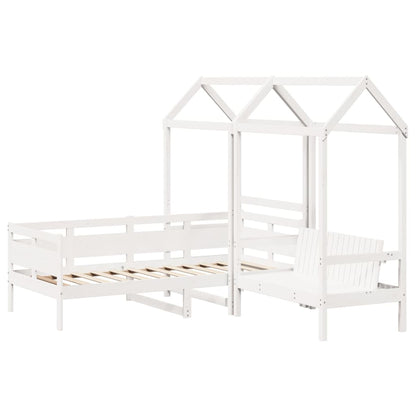 Day Bed and Bench Set with Roof without Mattress White 80x200 cm