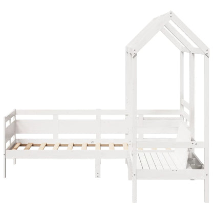 Day Bed and Bench Set with Roof without Mattress White 80x200 cm