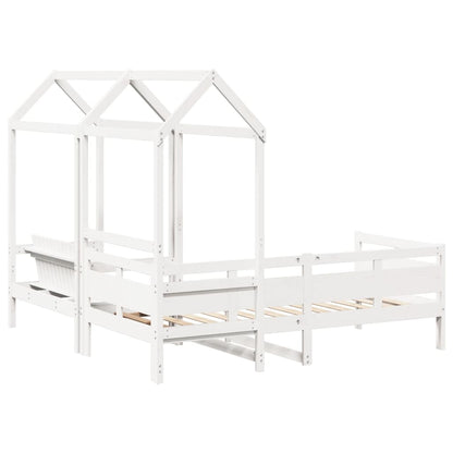 Day Bed and Bench Set with Roof without Mattress White 80x200 cm