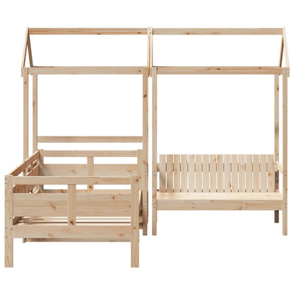 Day Bed and Bench Set with Roof without Mattress 90x190 cm Single