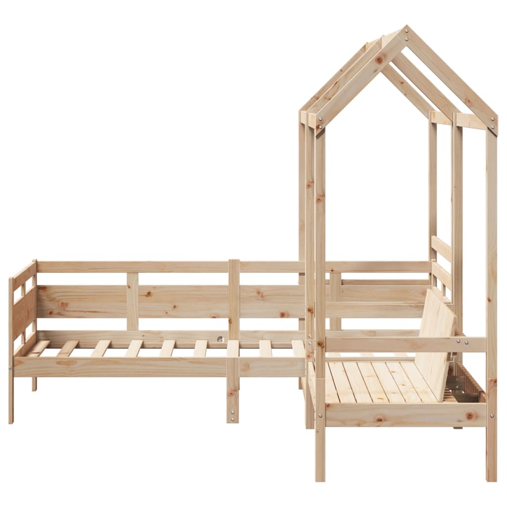 Day Bed and Bench Set with Roof without Mattress 90x190 cm Single