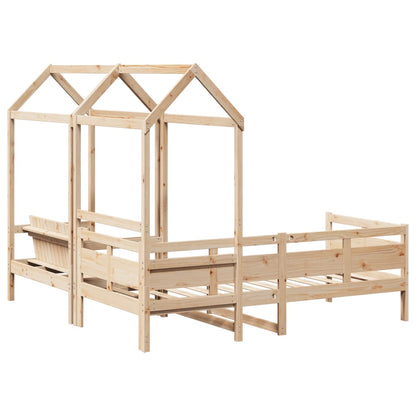 Day Bed and Bench Set with Roof without Mattress 90x190 cm Single