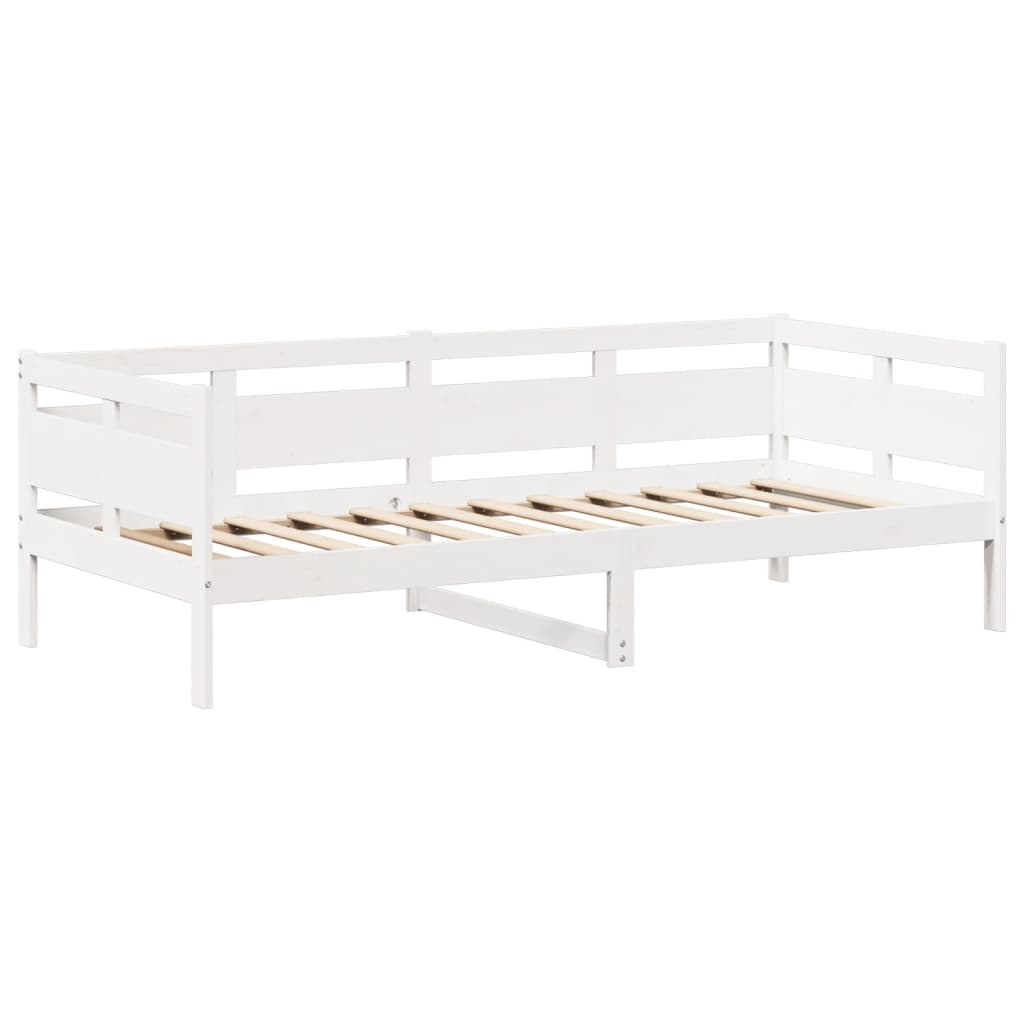 Day Bed and Bench Set with Roof without Mattress White 90x190 cm Single