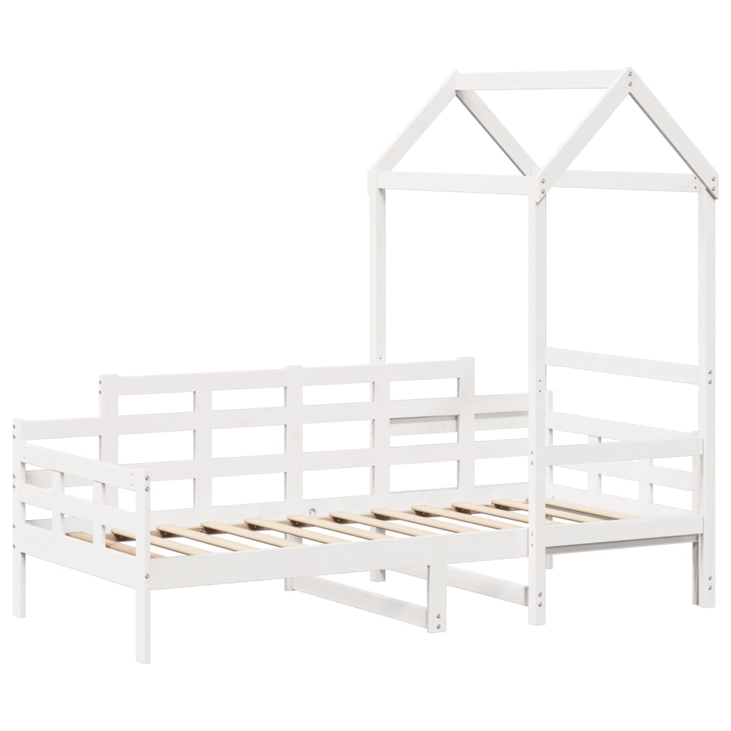 Day Bed with Roof White 90x200 cm Solid Wood Pine