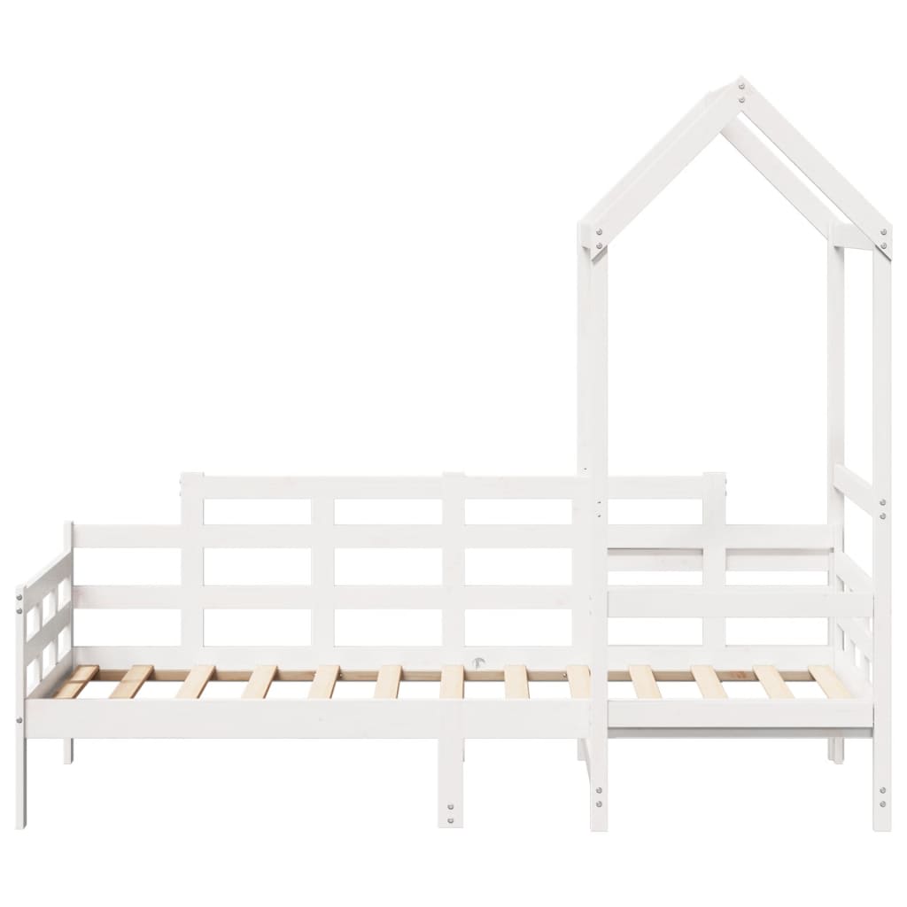 Day Bed with Roof White 90x200 cm Solid Wood Pine