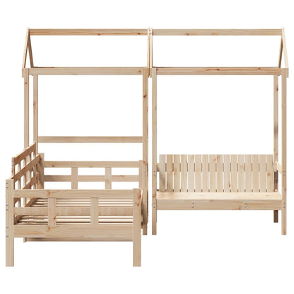 Day Bed and Bench Set with Roof 90x200 cm Solid Wood Pine