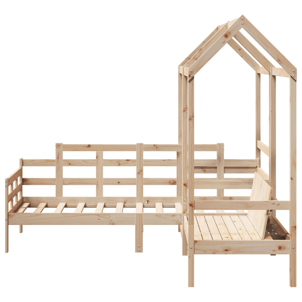 Day Bed and Bench Set with Roof 90x200 cm Solid Wood Pine