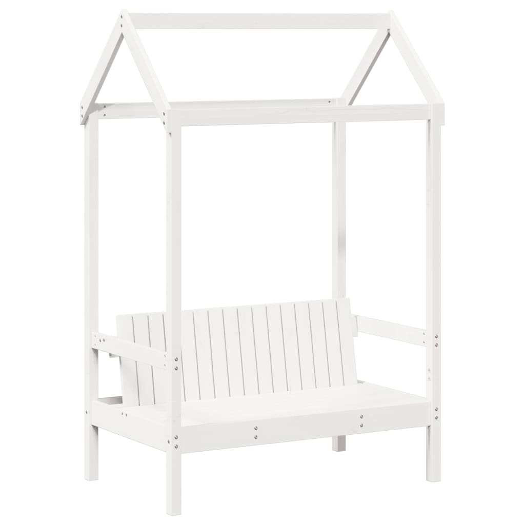 Day Bed and Bench Set with Roof White 90x190 cm Solid Wood Pine