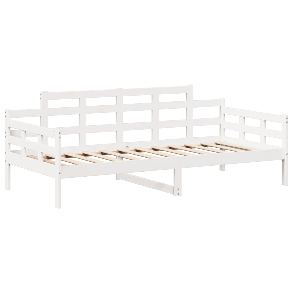 Day Bed and Bench Set with Roof White 90x190 cm Solid Wood Pine