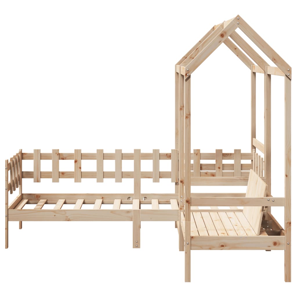 Day Bed and Bench Set with Roof 90x200 cm Solid Wood Pine