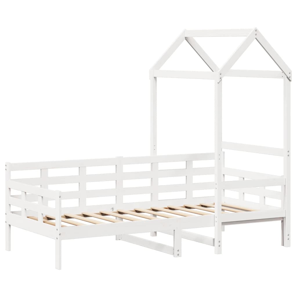 Day Bed with Roof White 90x200 cm Solid Wood Pine