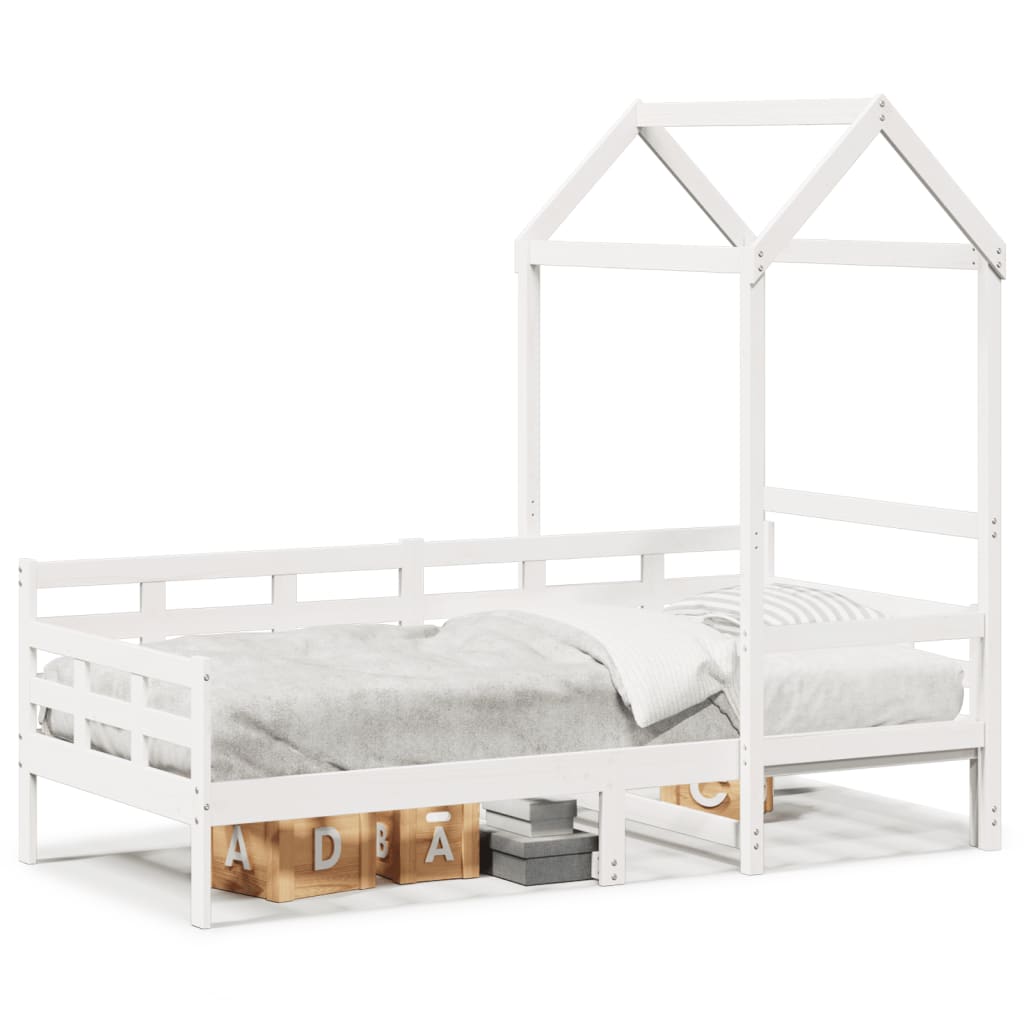 Day Bed with Roof White 90x200 cm Solid Wood Pine