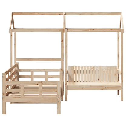 Day Bed and Bench Set with Roof 80x200 cm Solid Wood Pine