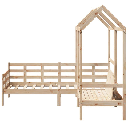 Day Bed and Bench Set with Roof 80x200 cm Solid Wood Pine