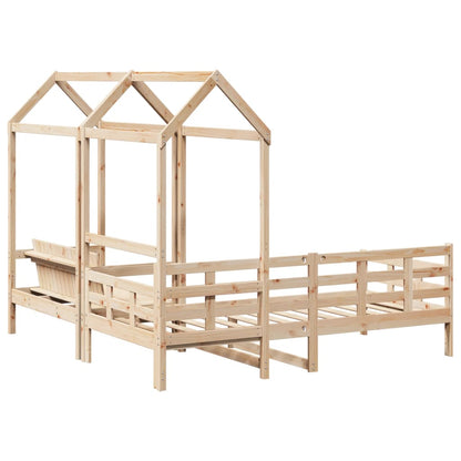 Day Bed and Bench Set with Roof 80x200 cm Solid Wood Pine