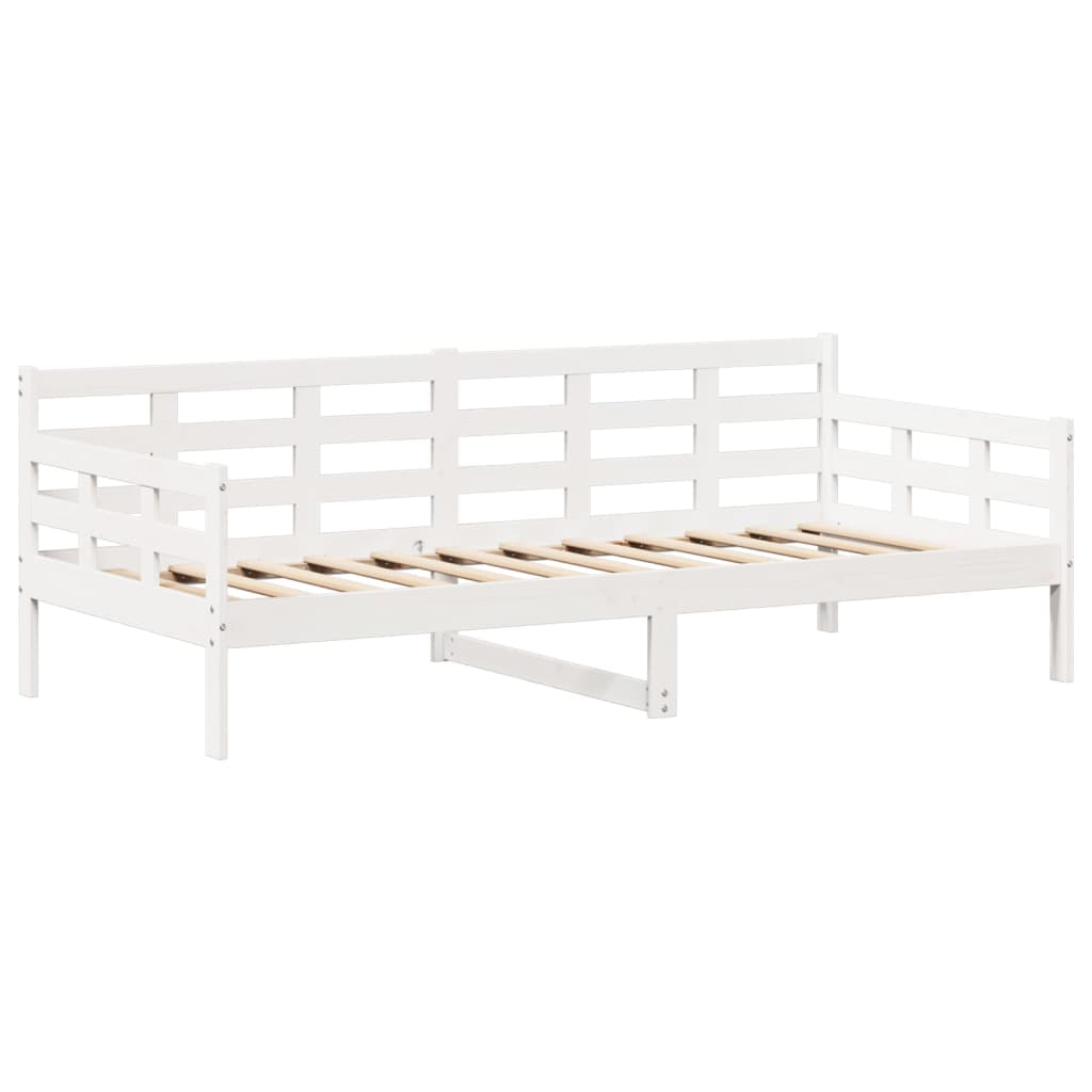 Day Bed and Bench Set with Roof White 90x190 cm Solid Wood Pine